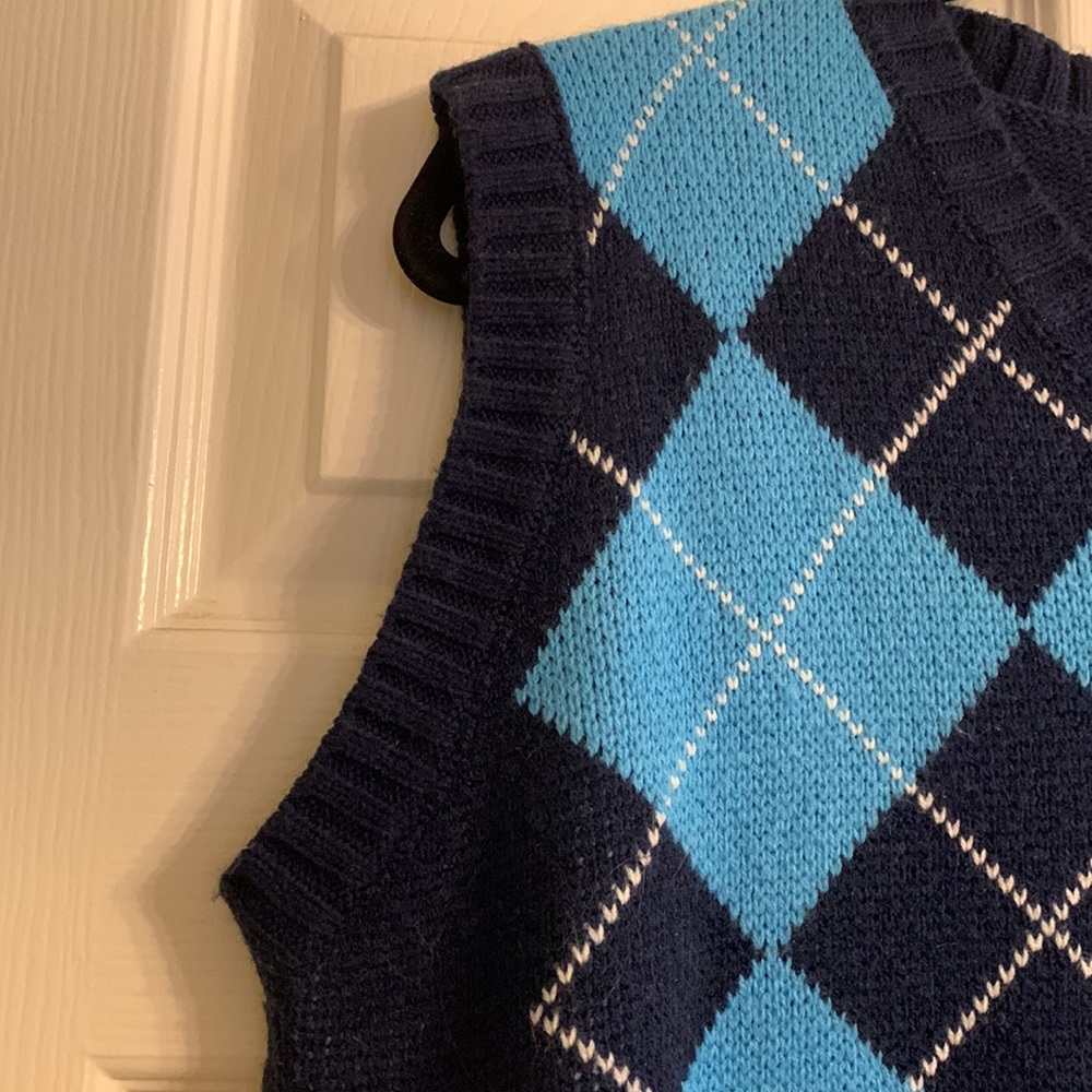 Blue Argyle Sweater Vest - Picture 3 of 5